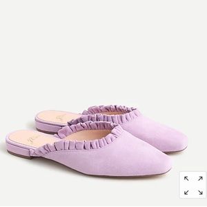 NWOT J.Crew Carolyn Suede Ruffle Mules